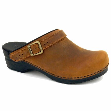 SANITA MORSE Women's Leather Open Back Clog in Chestnut, Size 5.5-6, PR 1200038-003-37